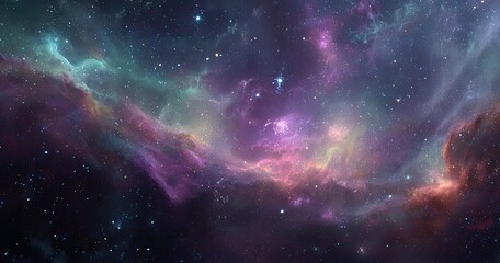 Fototapeta premium Vast nebulae, swirling cosmic clouds, scattered stars