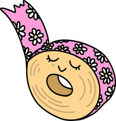 Back to School Kawaii Tape Roll with Daisy Pattern Cartoon