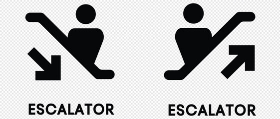 Escalator icon. Person standing on moving staircase with upward and downward arrows vector illustration. Public transport in malls and airports symbol. Automated stairway sign. 