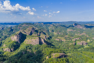 Danxia landform river natural scenery at sunrise and sunset