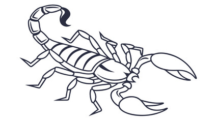 Obraz premium Stylized scorpion illustration featuring a segmented body, prominent claws, and curled stinger in a detailed line art design
