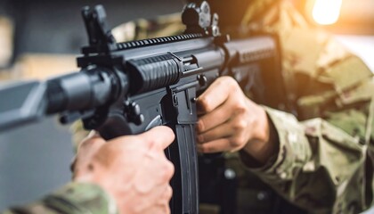 Hands handling firearm training