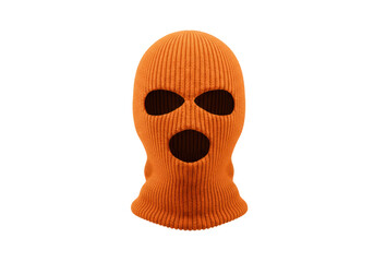 Isolated Bright Orange Knitted Balaclava Ski Mask