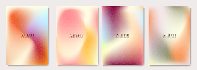 Fototapeta premium Set of 4 autumn abstract backgrounds with grainy texture