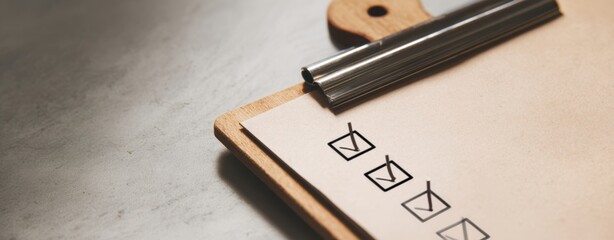 The Clipboard Checklist: Clean Marker, Paper, and Boxes on Concrete Surface