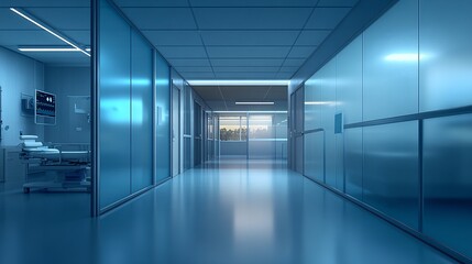 Fototapeta premium medical room texture of frosted glass partition, cool clinical lighting, professional healthcare setting