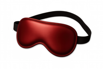 Red sleeping eye mask resting on a transparent background, promoting relaxation, rest, and a good night's sleep