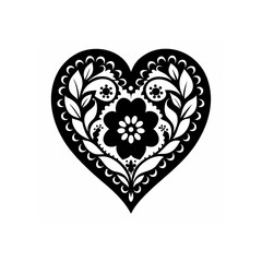 heart shaped floral ornament silhouette vector  la