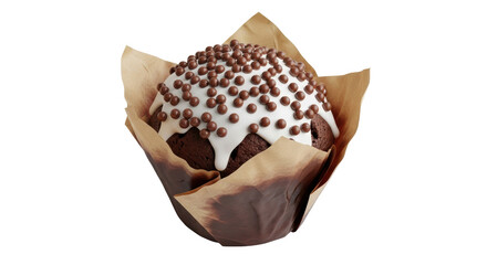 Isolated Chocolate Muffin with White Frosting