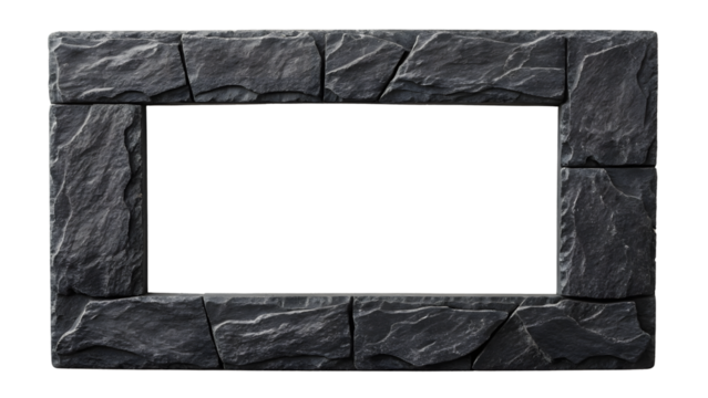Large flat stone slabs forming simple rectangular frame with smooth surfaces, isolated on a transparent background