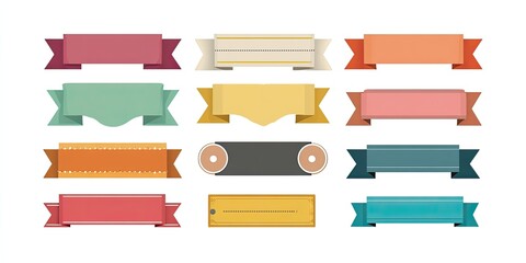Collection of flat design ribbons in various colors and styles