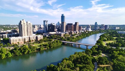 Naklejka premium Cityscape riverfront panorama