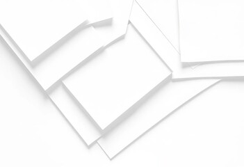 Abstract layered square shapes, overlapping white paper textures,  simple,  contemporary