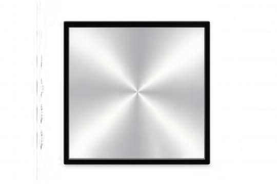 Silver metallic conical gradient inside a square black frame with transparent background, perfect for graphic design projects - Powered by Adobe