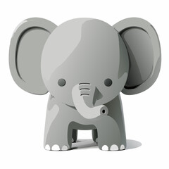 Obraz premium Adorable grey and white baby elephant cartoon illustration.