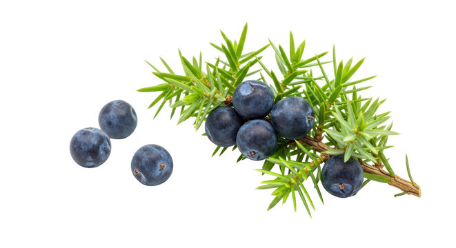 Isolated Juniper Berries with Branches