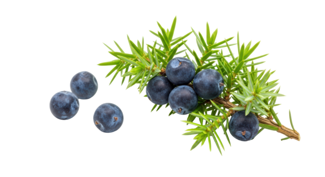 Isolated Juniper Berries with Branches