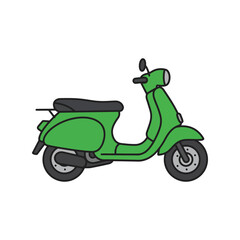Green vintage scooter vector illustration retro motorbike classic transportation city travel urban mobility icon isolated eps graphic