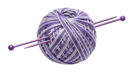 Isolated Ball of Yarn with Knitting Needles