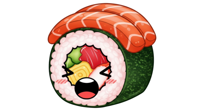 Isolated Kawaii Sushi - Powered by Adobe