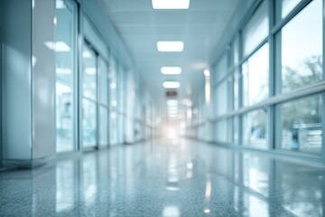 Blurred hospital hallway