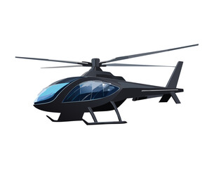 A slick and powerful dark gray combat helicopter with a sleek design and black tinted windows ready for tactical maneuvers