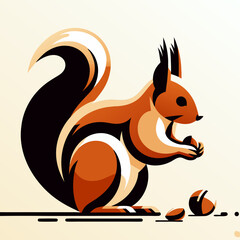 Fototapeta premium Stylized Squirrel Illustration Holding a Nut.