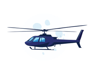 Sleek dark blue utility helicopter with clear windows, ready for fast transportation or essential emergency services	