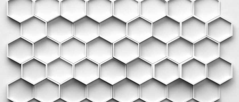 Abstract hexagonal pattern, white geometric shapes,  clean modern design