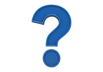 Isolated Three-Dimensional Blue Question Mark Symbol of Inquiry and Uncertainty