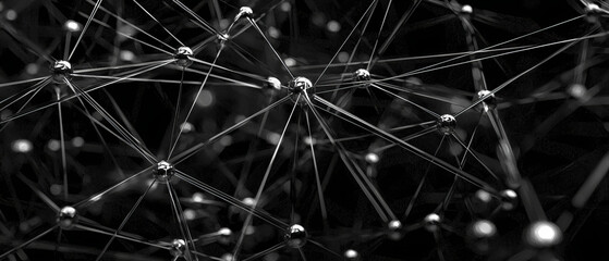 Fototapeta premium Abstract network: interconnected spheres and lines in dark space