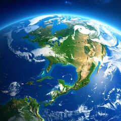 Fototapeta premium North America Satellite View, Earth Orbit