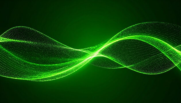 Green Particle Wave Abstract Background