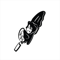 Lineart Fruit Ice with Chocolate Vector Illustration Minimalist Lineart Style