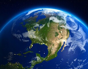 North America Satellite View, Space Perspective