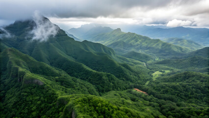 Naklejka premium mountain landscape with clouds