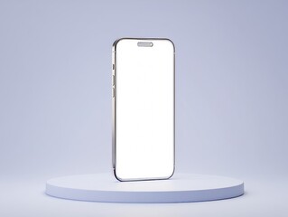 Modern Smartphone Displayed On A Minimalist Pedestal Under Soft Studio Lighting