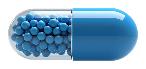 Sleek Twohoned Capsule with Blue Pellets White