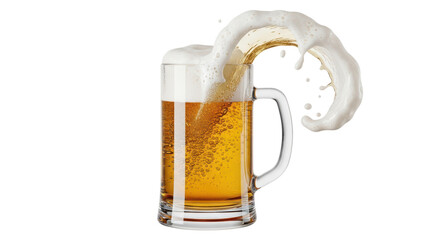 Isolated mug of beer with splash, light beer