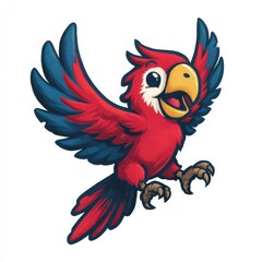 Fototapeta premium Colorful Cartoon Parrot with Vibrant Feathers and Cheerful Expression