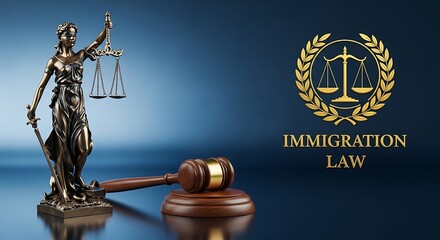 Justice scales and gavel symbolizing immigration law expertise and legal representation for immigration services