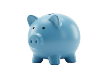 Isolated Classic Blue Ceramic Piggy Bank for Financial Savings and Investment