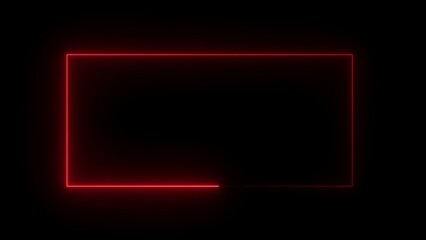 Vivid Red Neon Rectangle Border Illuminated on a Black Canvas frame