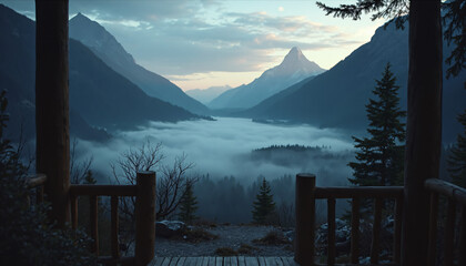 Mountain Valley View From Wooden Porch