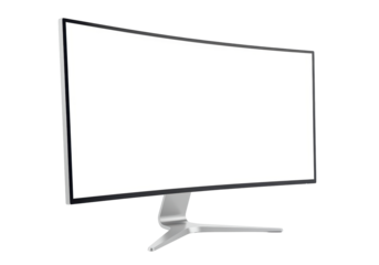 Isolated Modern Curved Computer Monitor with Blank Screen for Mockup