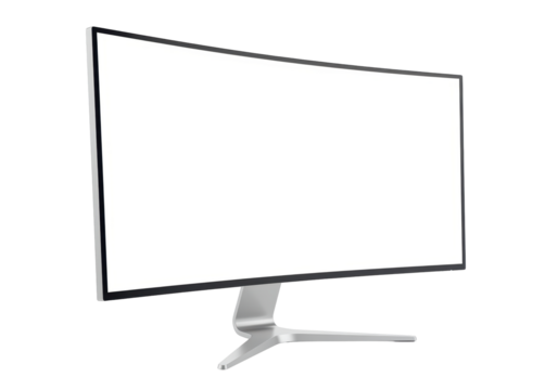 Isolated Modern Curved Computer Monitor with Blank Screen for Mockup