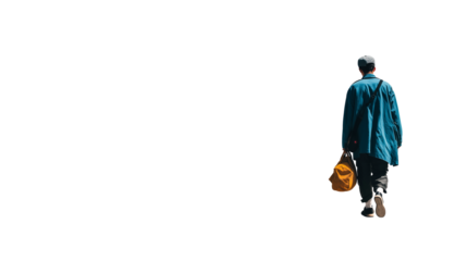 Person walking away with bag, modern urban lifestyle