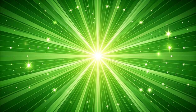 Green Starburst Light Rays Background