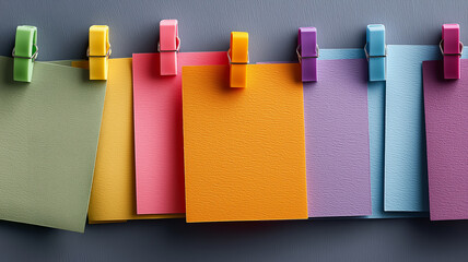 Blank Note with Paper Clip on Background.A blank note paper secured with a paper clip placed on a plain background, designed as a simple template for reminders,