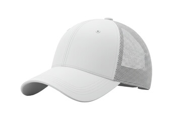 Isolated White Trucker Hat with Grey Mesh for Mockup and Branding